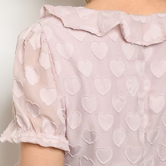Blush heart ruffled peplum wrap top - Picture 4 of 7